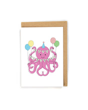 Load image into Gallery viewer, Cute Banner Octopus Birthday Card