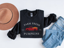 Load image into Gallery viewer, Cozy fall pumpkin patch truck crewneck