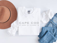 Load image into Gallery viewer, Cape cod coordinates location crewneck sweatshirt