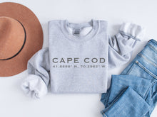 Load image into Gallery viewer, Cape cod coordinates location crewneck sweatshirt