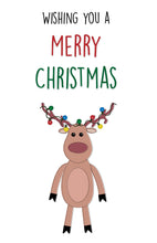 Load image into Gallery viewer, merry christmas card, holiday card, reindeer christmas card, reindeer holiday card, funny christmas card, cute christmas card, Christmas card for friends, Christmas cards for family, merry Christmas reindeer christmas card, wishing you a merry christmas card, Christmas greeting card, reindeer greeting card, christmas card, merry christmas card, holiday greeting card, holiday card, custom card, free shipping