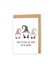 Load image into Gallery viewer, gnome holiday card, cute holiday card, holiday greeting card, custom holiday card, custom gnome holiday card, free shipping, holiday card, merry christmas card, christmas card, christmas gnome greeting card, unique holiday card, holiday card for friends, holiday card for family, company holiday card