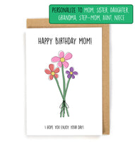 Load image into Gallery viewer, CUSTOM NAME Flower Bouquet Birthday Card