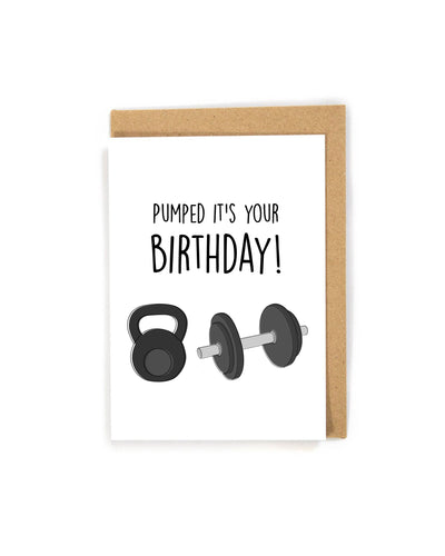 workout birthday card, birthday card for someone who workout, fitness birthday card, pumped it's your birthday card, simple birthday card, happy birthday card, funny birthday card, cute birthday card, birthday card for husband, birthday card for him, birthday card for her, birthday card for grandson, birthday card for granddaughter, birthday card for girlfriend, birthday card for daughter, birthday card for boyfriend, birthday card