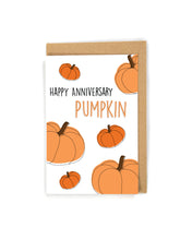 Load image into Gallery viewer, Fall pumpkin anniversary card for her/him