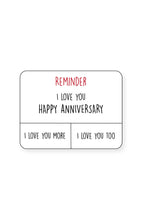 Load image into Gallery viewer, Reminder notification anniversary card for him/her