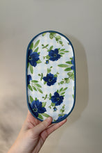 Load image into Gallery viewer, Cute Blue Plaid Floral Trinket Dish
