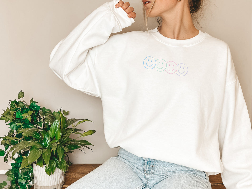 Smile happy oversized crewneck sweatshirt