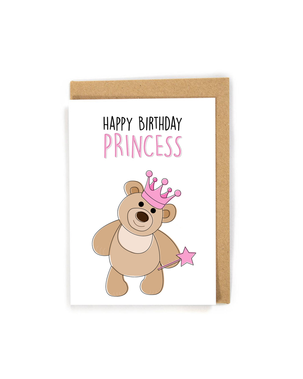 Teddy bear princess birthday card, princess birthday card, Cute teddy bear princess with tiara and wand birthday card for kids, girl birthday card, birthday card for girl, birthday card for kids, cute birthday card, princess birthday card, birthday card for daughter, birthday card for granddaughter, one year old birthday card, toddler birthday card, custom birthday card, custom princess birthday card, custom greeting card, free shipping