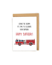 Load image into Gallery viewer, Firetruck Birthday Card for him
