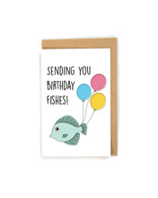 Load image into Gallery viewer, Genric fish birthday card with balloons
