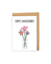 Load image into Gallery viewer, Simple flower anniversary card for her
