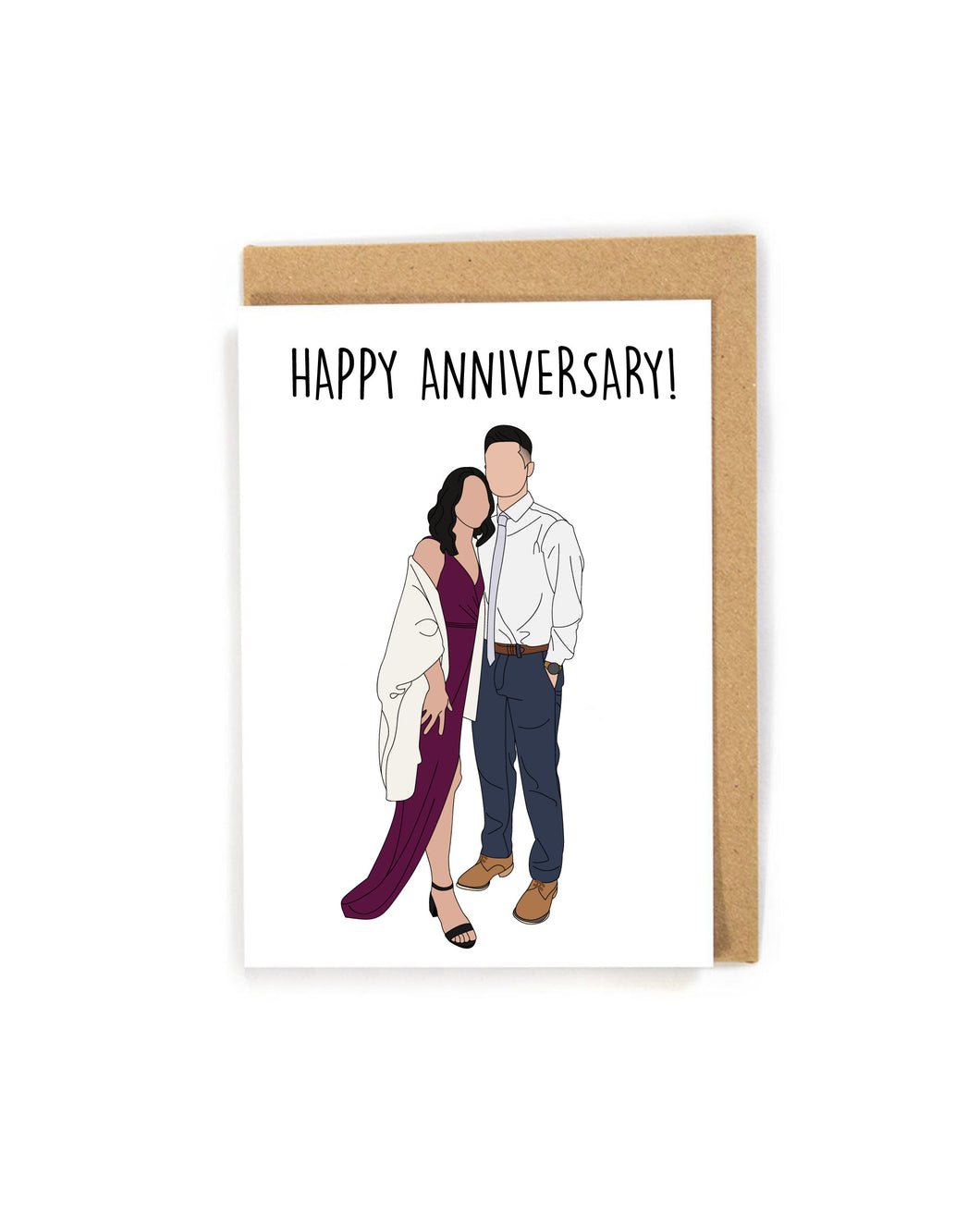 Custom faceless portrait anniversary Card