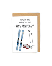 Load image into Gallery viewer, Skiing Anniversary Card for him/her
