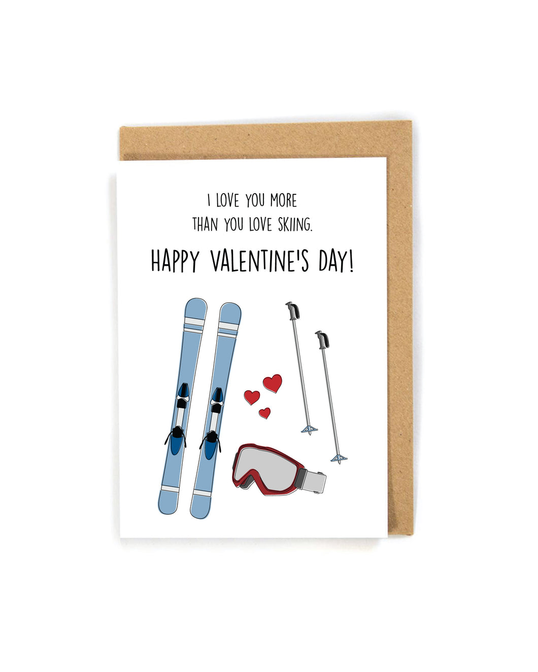 Funny Skiing Valentine's Day Card for him/her/skier