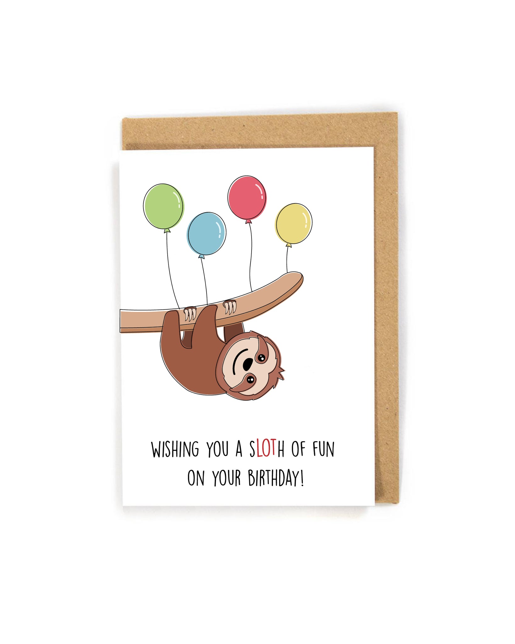 Cute Pun Sloth Birthday Card – DensenDesign