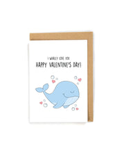 Load image into Gallery viewer, Cute and Sweet Whale Valentine&#39;s Day Card for her/him
