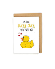 Load image into Gallery viewer, Cute rubber duck Valentine&#39;s Day card for her/him
