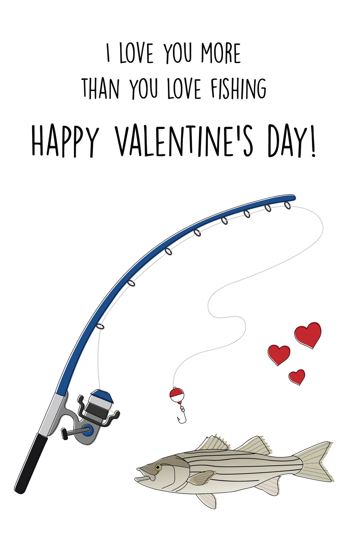 Fishing Valentine's Day Card for him/husband/boyfrined – DensenDesign