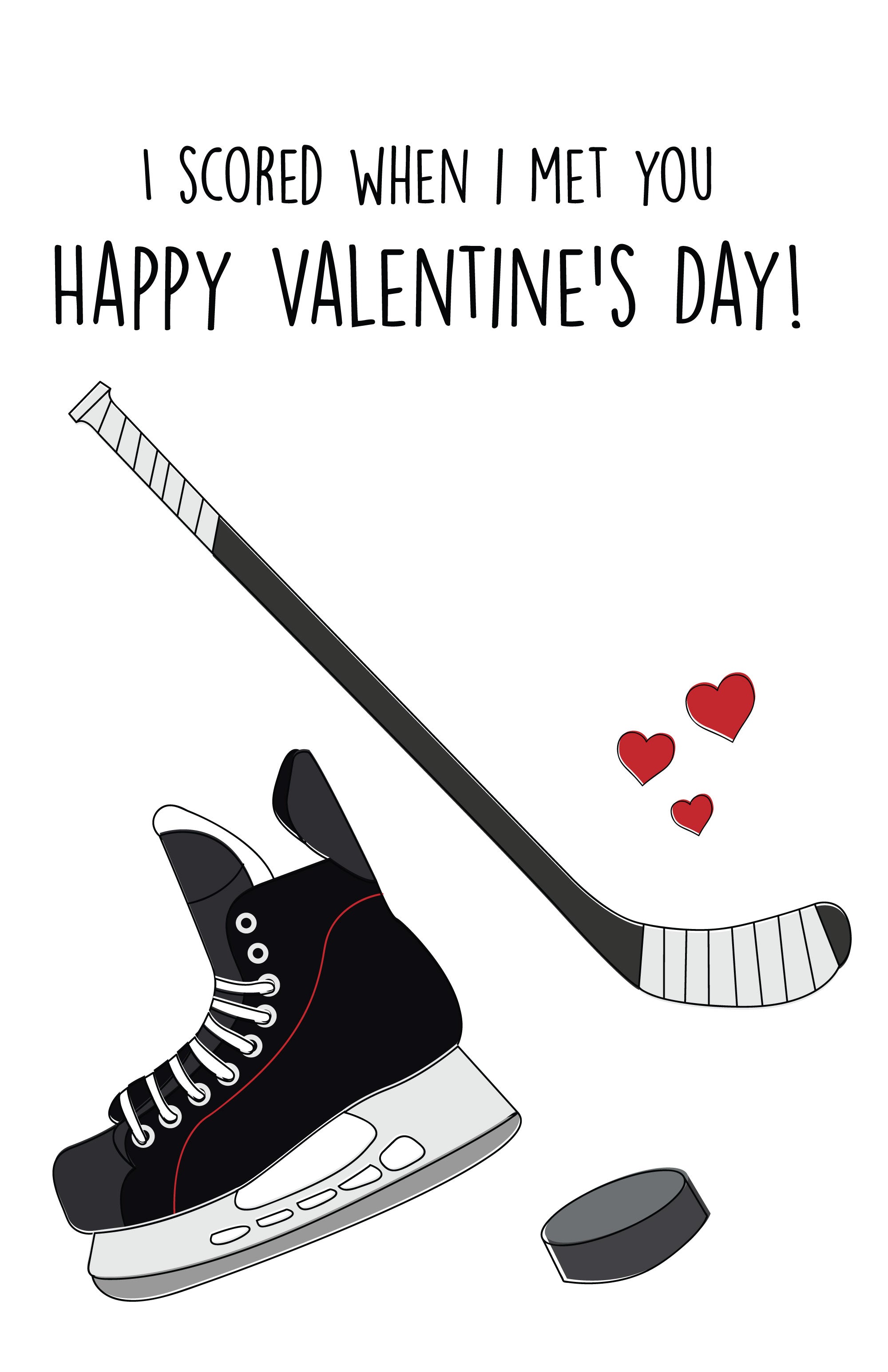 Hockey Sport Valentine's Day Card for him/her/boyfriend – DensenDesign