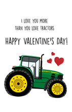 Load image into Gallery viewer, Tractor Valentine&#39;s Day Card for him/husband/boyfriend
