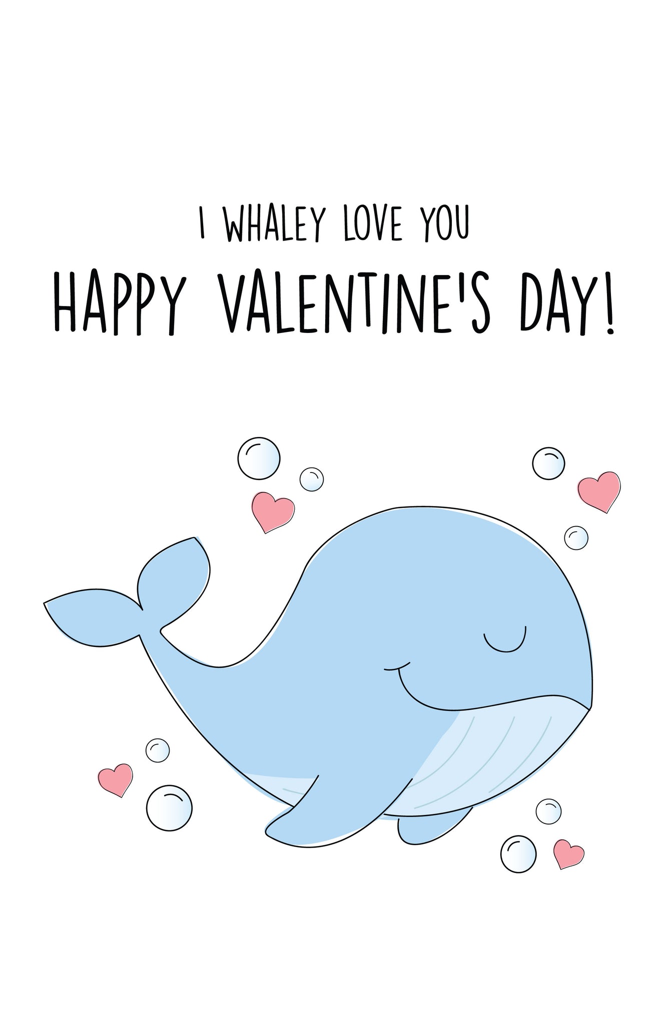 Cute and Sweet Whale Valentine's Day Card for her/him with Free Shipping –  DensenDesign